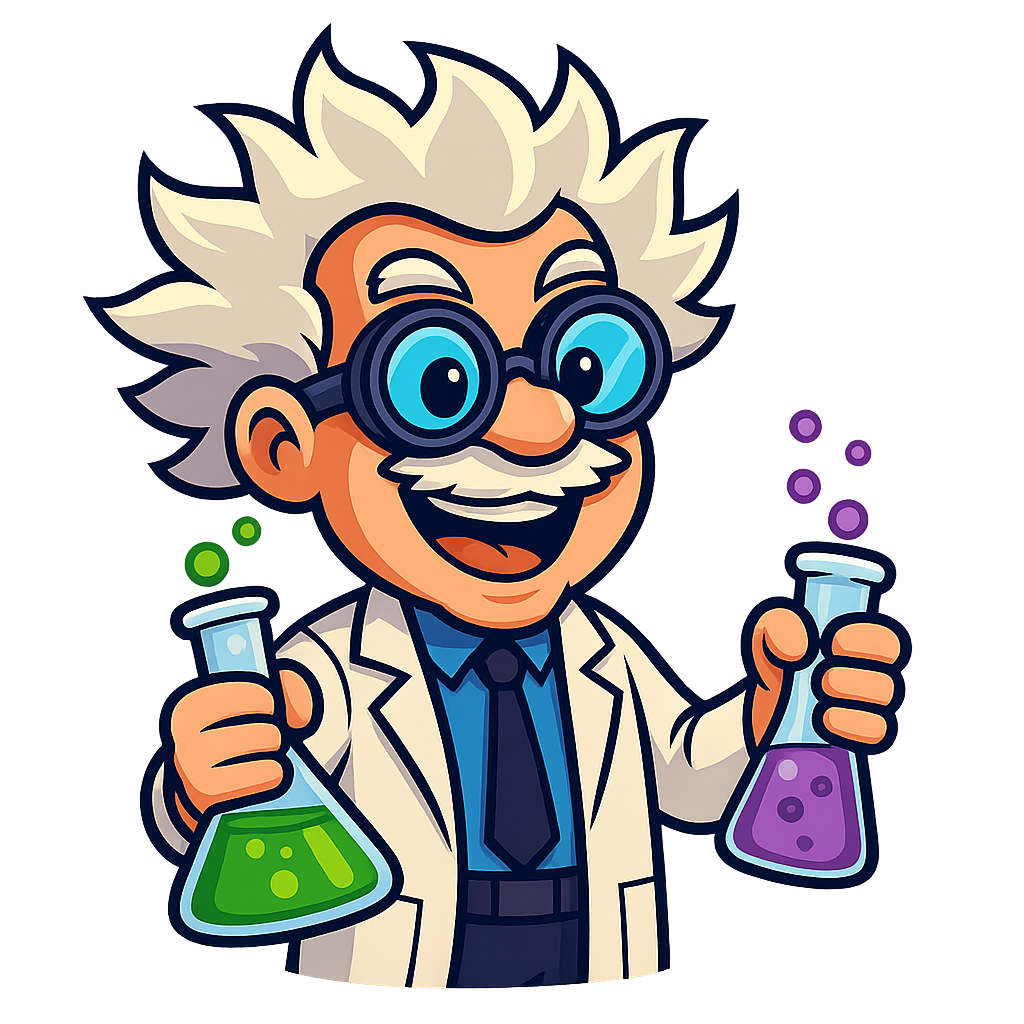 MetaHex Lab scientist mascot concept art